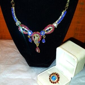 Vintage Rhinestone July 4th Jewelry Set, Independence day Jewelry Set